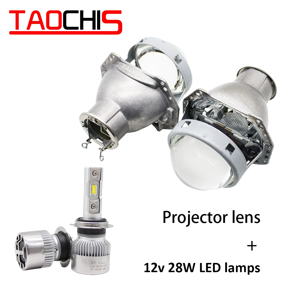 TAOCHIS 3,0 дюймов головной светильник модифицированной HELLA 3R G5 линзы проектора bi Xenon с использованием H7 галогенные проекторы проектор ксеноновые линзы светодиодный лампы - Цвет: lens and LED lamps