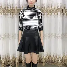 AMSIIKE Женская юбка из натуральной овчины кожаная юбка осенняя и зимняя плиссированная юбка