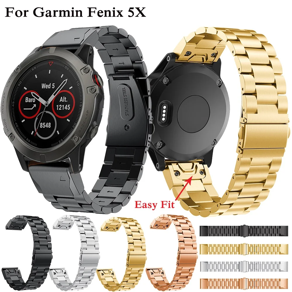 Ремешок для часов из нержавеющей стали 26 мм с быстрым выпуском для Garmin Fenix 3/5X 5X Plus Смарт-часы аксессуары для Garmin fenix 3HR