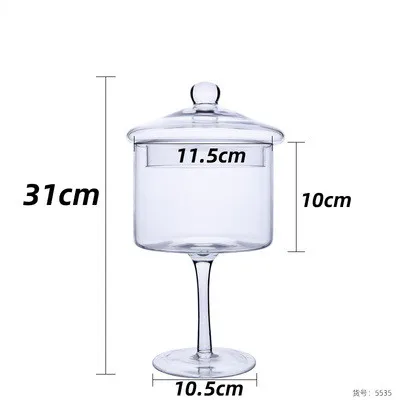 Скандинавская Высокая стеклянная банка для конфет Высококачественная стеклянная пищевая бутылка для хранения и банка креативный пылезащитный десертный поднос свадебное украшение - Цвет: 1pcs-C