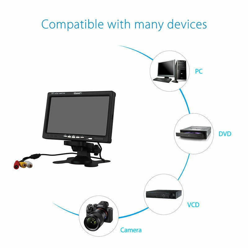 12 V-24 V 7 дюймов TFT lcd цветной HD монитор для автомобиля CCTV камера заднего вида