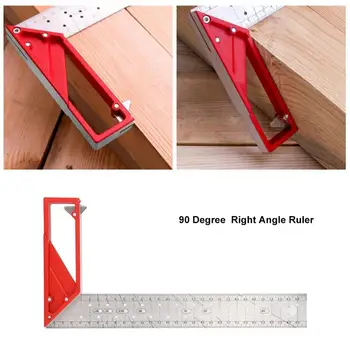 

45/90 Degrees Right Angle Ruler Stainless Steel Woodworking Measuring Tool Multi-angle Marking 353-25/30/40cm Right Angle Ruler