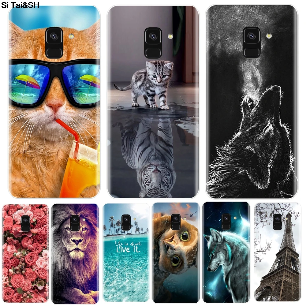 

Phone Case For Samsung Galaxy A6 A8 Plus 2018 Soft Silicone TPU Cute Cat Painted Back Cover For Samsung A3 A5 A7 2016 2017 Case