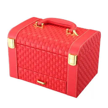 

Portable Originality Woven Pattern Box Makeup Storage Case Desktop Organizer Jewelry Ornaments Drawers Cosmetic Organizer