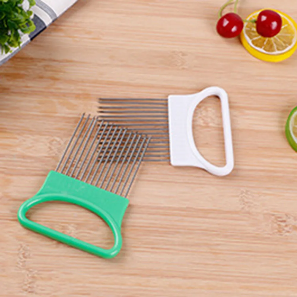 

Kitchen Gadgets Stainless Steel Easy Cut Onion Holder Onion Slicing Holder Vegetable Cutter Cooking Tools kitchen accessories