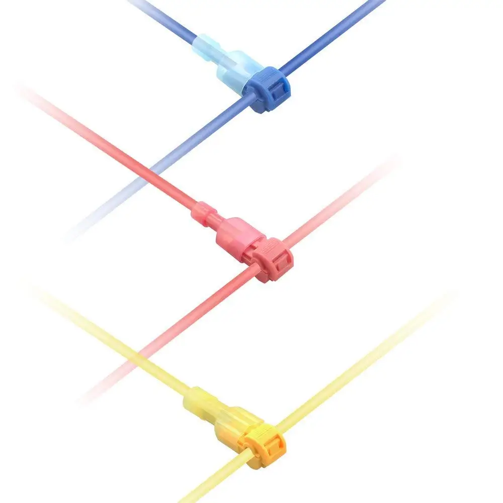 T-Tap Wire Connectors, Self-Stripping Quick Splice Electrical Wire Terminals, Insulated Male Quick Disconnect Spade Terminals
