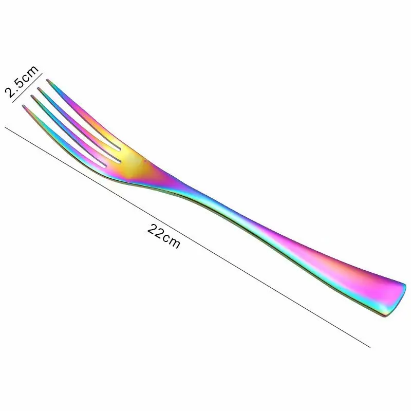 Spklifey радужные столовые приборы черный набор посуды 304 набор столовых приборов из нержавеющей стали нож вилка, ложка, Посуда свадебный набор серебряных изделий - Цвет: fork 1 pc