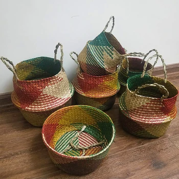 

Seagrass Storage Basket Flower Pot Natural Rattan Basket Plant Pot Toys Holder Laundry Basket Container Home Decoration
