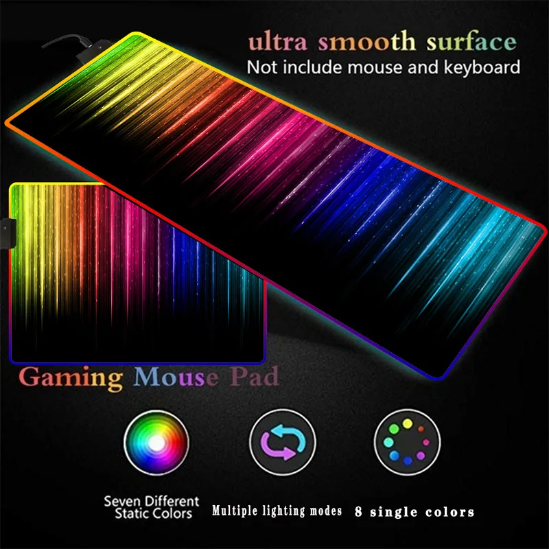

Colorful Lines RGB Gaming Mouse Pad Gamer Large Mouse Mat Big Computer Mousepad Led Backlight XXL Mause Pad Keyboard Desk Mat