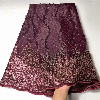 

New Arrival 3D African Dry Lace Fabric Embroidery French Mesh Lace Fabrics With Sequins For Nigerian Party Dresses