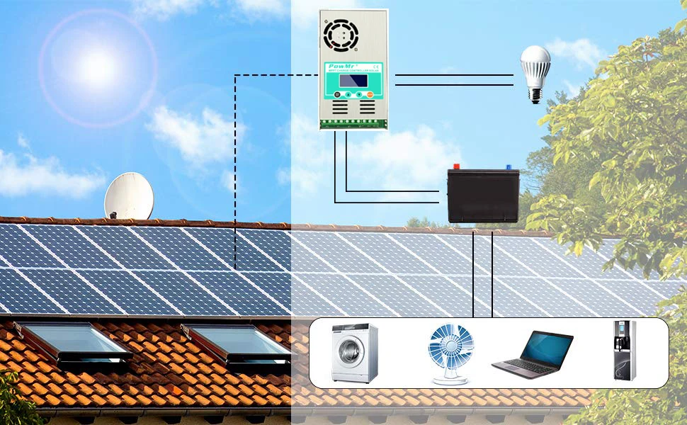 PowMr 12v 24v 36v 48v MPPT 60A Solar Charge Controller Max PV 160V For Gel or lifePO4 Battery MPPT-60A
