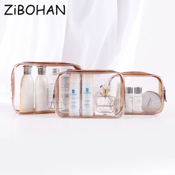 

ZIBOHAN Transparent Cosmetic Bag Women Paillette PVC Clear Makeup Bags Wash Pouch Beauty Organizer Storage Case Toiletry Bag