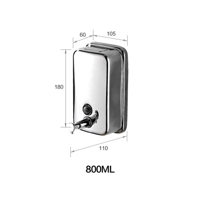 ROVOGO 500/800/1000 мл черный/зеркало дозатор для жидкого мыла настенный, Нержавеющая сталь Ванная комната Диспенсер для домашнего отеля - Цвет: Mirror-800