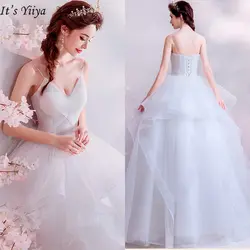Это Yiya свадебное платье элегантный v-образный вырез Плюс Размер без рукавов органза Lllusion Белый бальное платье длиной до пола Vestido De Novia E170