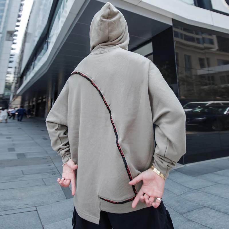 Winter Autumn Men Thick Irregularity Hoodies Cotton Black White Swag Tyga Hoody Sweatshirt