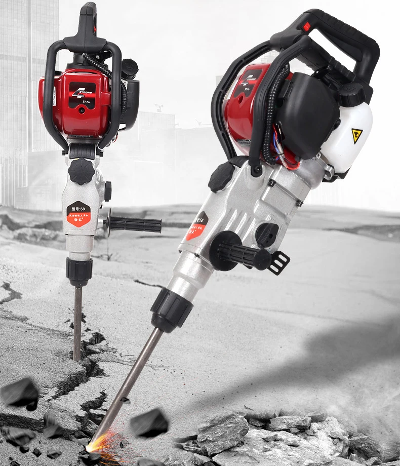 Four-stroke Gasoline Driller Impact Drill Concrete Rock Electric Hammer Broken Stone Petrol Pickaxe Dual-use Rock Drilling Tools 2