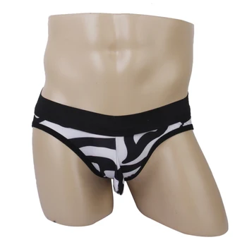 

Mens Backless Underwear Jockstrap Briefs Thong Panty Shorts Zebra Print Breathable Mesh Elastic Low Waist Spandex g-string