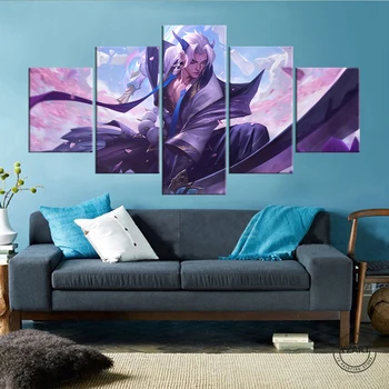 

5pcs The Unforgotten Yone League of Legends Video Game Poster HD Canvas Art Wall Paintings for Home Decor-NO Frame