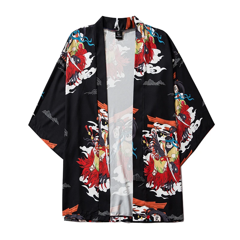 M-XXL Fashion Japan Samurai 2020 Balck Red Blue White Loose Summer Beach Cardigan Harajuku Japanese Kimono Style Women Men Tops |