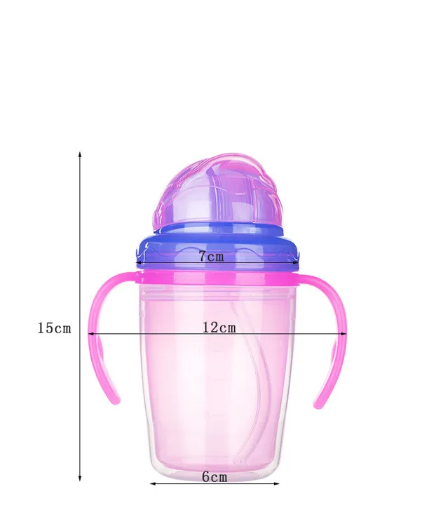 240 мл BPA бесплатно Детские Обучающие питьевые чашки с двойной ручкой Детские соломинки бутылки для воды