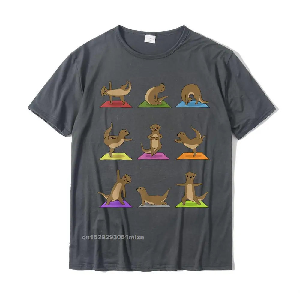 Cool Funny Short Sleeve Camisa Top T-shirts All Cotton Crew Neck Youth Tees Normal Top T-shirts Summer Wholesale Otter Yoga T-Shirt Funny Otter In Yoga Poses Sports Tee__4896 carbon