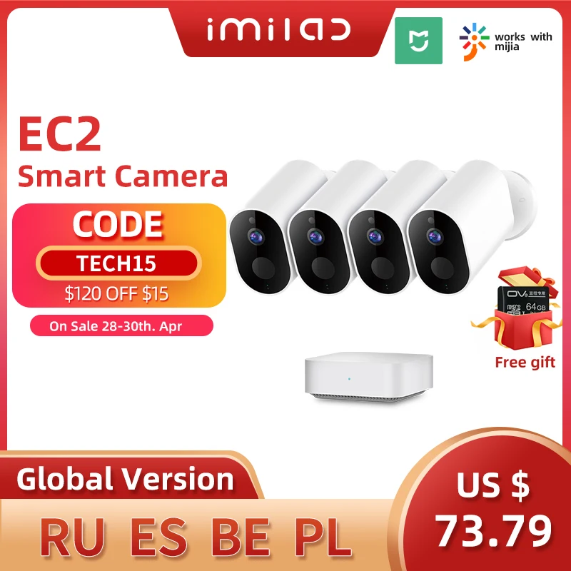 Barato IMILAB-cámara EC2 Wifi 1080P FullHD para exteriores, intercomunicador de voz remoto inalámbrico, IP66, impermeable, CCTV, cámara de videovigilancia WGwgrmAXGbV