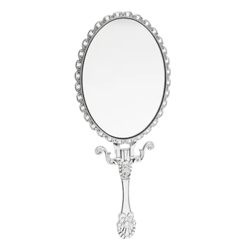 

Vintage Silver Hand Held Makeup Cosmetic Mirror Travel Foldable