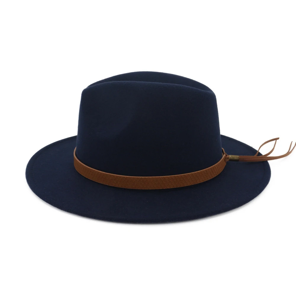 Новая мужская женская шерстяная шляпа Fedora с поясом с широкими полями чародейная шляпа Панама джазовая, шляпа шляпка для церкви размер 56-58 см