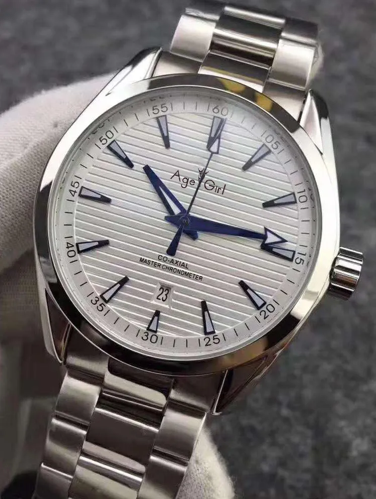 

Luxury Brand New Men Automatic Mechanical Watch Stainless Steel Black Blue White Aqua Terra Waterproof Sport Silver Limited AAA+