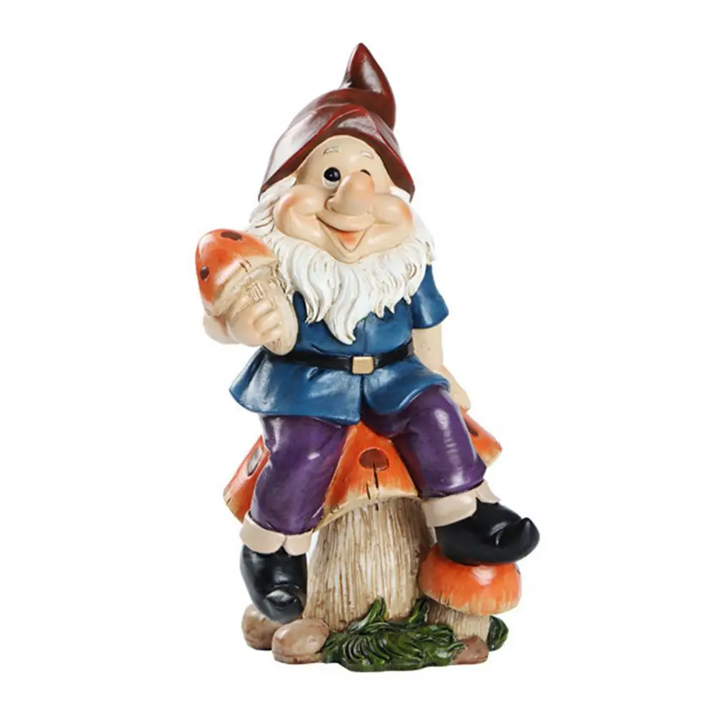 

Resin Garden Landscape Fiberglass Wizard Garden Dwarf Picking Mushrooms Home Decoration Crafts Ornaments Christmas Kids Gift