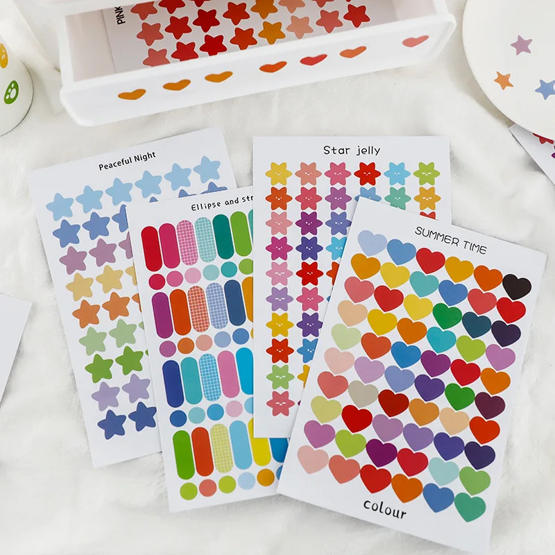 

4pc Cartoon Cute Stickers Dot Labels Sealing Post It Multi-functional Creative DIY Decorative Stickers Scrapbooking Stationery