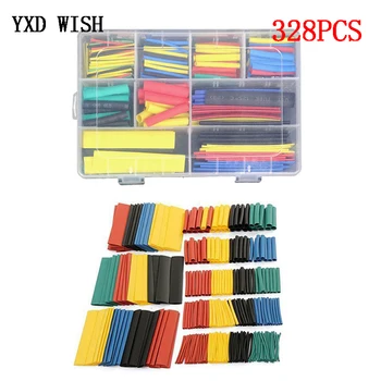 

328pcs Heat Shrink Tube Tubing Assorted Insulation Shrinkable Tube 2:1 Wire Cable Sleeve Kit Car Electrical Cable Tube Kits