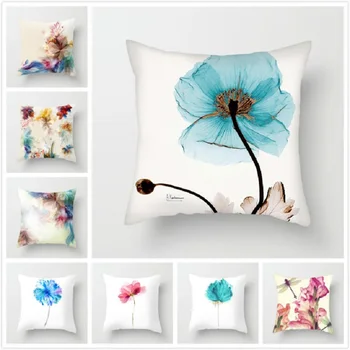 

Fuwatacchi Floral Pattern Cushion Cover Hazy Style Flowers Pattern Pillowcases Waist Throw Pillows Cover Home Sofa Decorations
