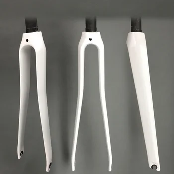 

700C Full Carbon Glossy Road Bike Forks Racing Bicycle Tapered Forks Fixed Gear Forks White V Brake Headset 1-1/8" (28.6mm)