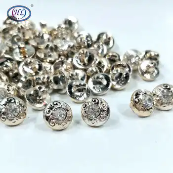 

HL 50pcs/package 10mm/12mm Shank With Rhinestone Plating Buttons Shirt Sweater Apparel Sewing Accessories Crafts