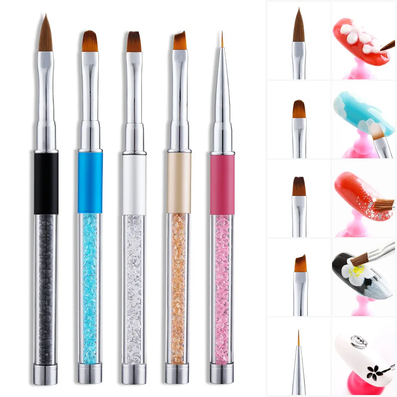 

1pcs Nail Brush Rhinestone Acrylic Pen Carving Nail Art Tips Painting Poly Gel Tool Liner UV Gel Manicure Accessories Tool Set