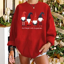 

Autumn Women's Christmas Print Sweater Tops 2021 Fashion O Neck Pullover Christmas Sweatshirt Casual Party Streetwear Clothes