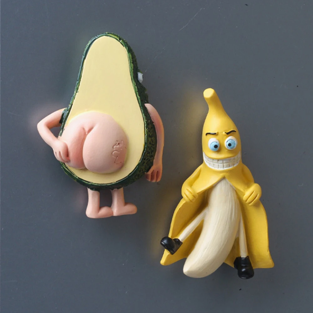 Cute Cartoon 3D Refrigerator Stickers Children's Toys Creative Home Decoration Fruit Magnet Banana Avocado Message Magnetic Sticker Magnetic Fridge Stickers Refrigerator Decor