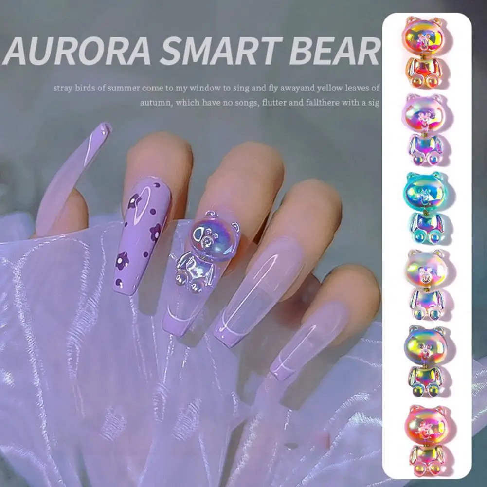 5 шт./компл. украшения для дизайна ногтей Aurora Smart Bear в форме шайпера Красочный