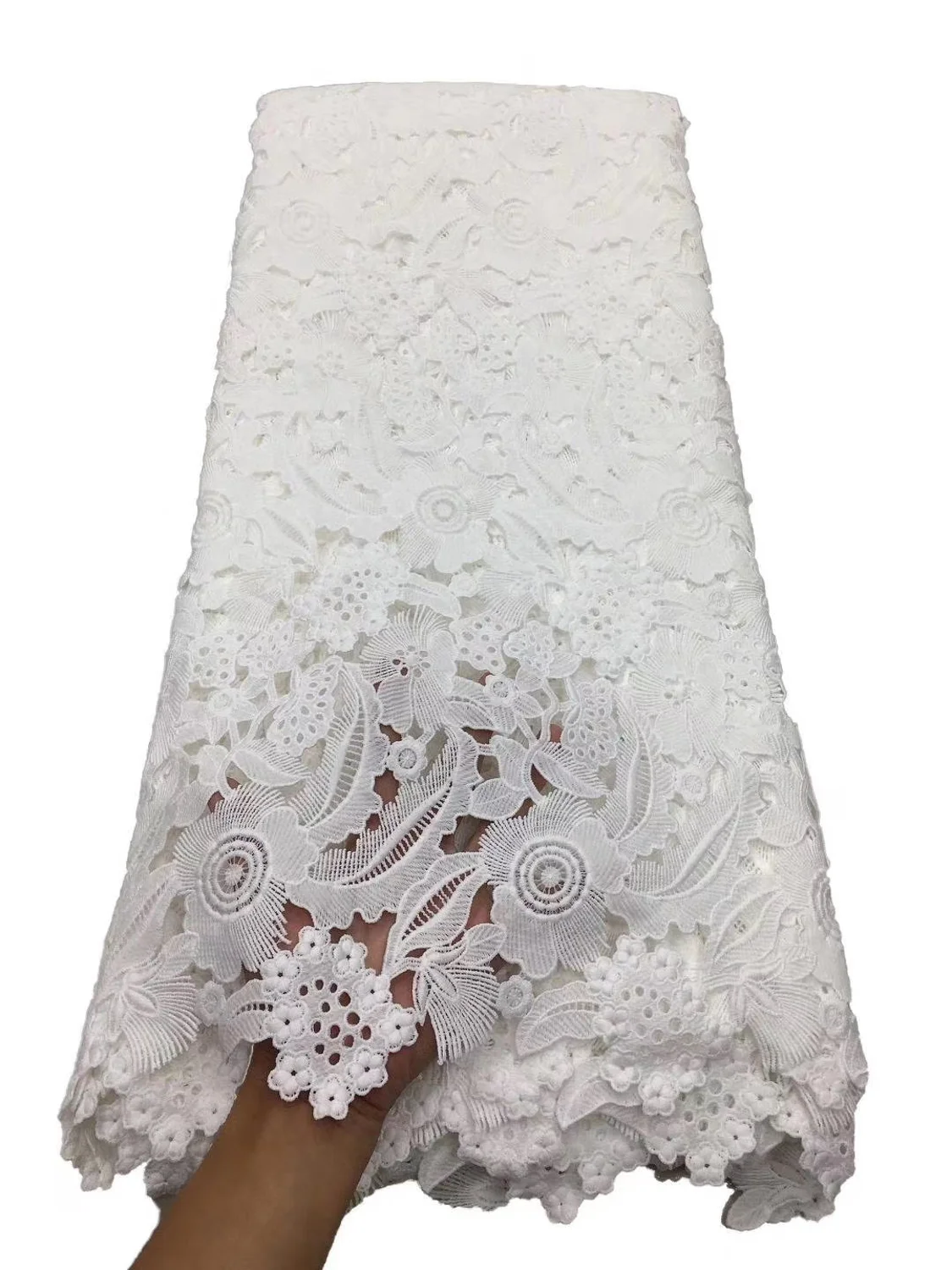 Новинка 2020 чистый белый Африканский шнур кружевная ткань высокое качество