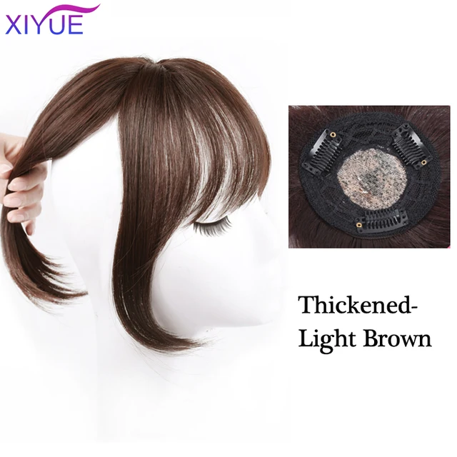 Black/Light Brown Clip In Hair Bangs Hairpiece Accessories Synthetic Fake Bangs Clip In Hair Extensions Clip In Hair Pieces BF05-2-30