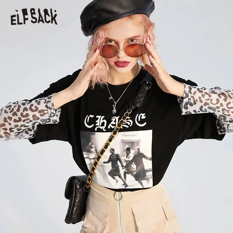 ELFSACK Harajuku Graphic Casual T-Shirts Women2020