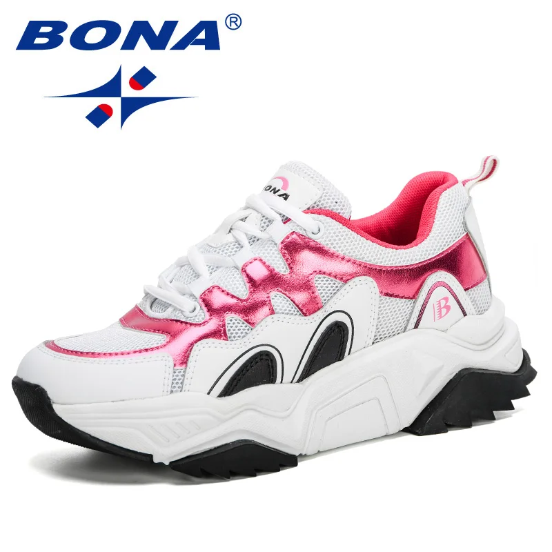 BONA 2020 New Designers Chunky Sneakers Fashion Women Platform Shoes Vulcanize Shoes Woman Running Shoes Walking Footwear Female