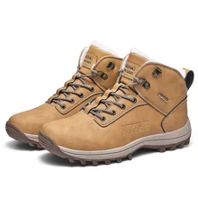 Новинка; Плюшевая и утолщенная Мужская теплая обувь; нескользящие зимние ботинки; высокие ботинки; лыжные ботинки