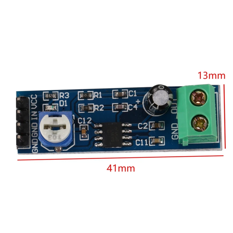 

LM386 Audio Power Amplifier Module 200 Times Gain Amplifier Board Mono Power Amplifier 5V-12V Input