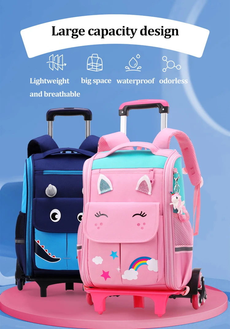 Unicorn Rolling Backpacks Bags for Girls