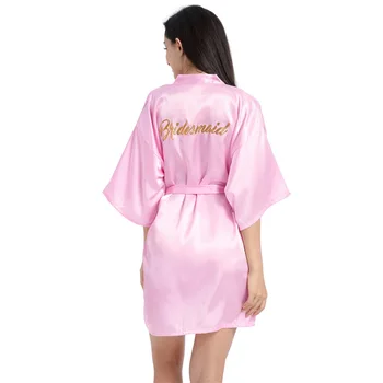 

Gilded onion powder Bridesmaid morning gown wedding dressing gown women's thin silk cardigan Robe