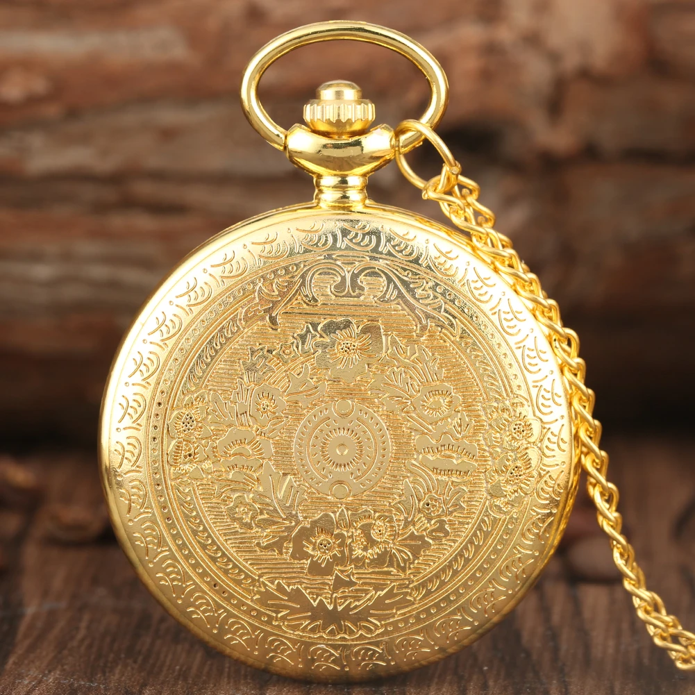 Exquisite Gold Quartz Pocket Watch Men Platform Nine and Three Quarters Feamale Necklace Clock Chain Pendant montre de poche