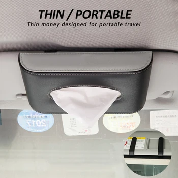 

Car Leather Dashboard Armrest Center Console Sunroof Sun Visor Tissue Box Holder Removable Paper Napkin Box Organizer