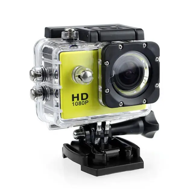 Outdoor Mini Sport Action Camera Ultra 30M 1080P Underwater Waterproof Helmet Video Recording Cameras Sport Cam yellow